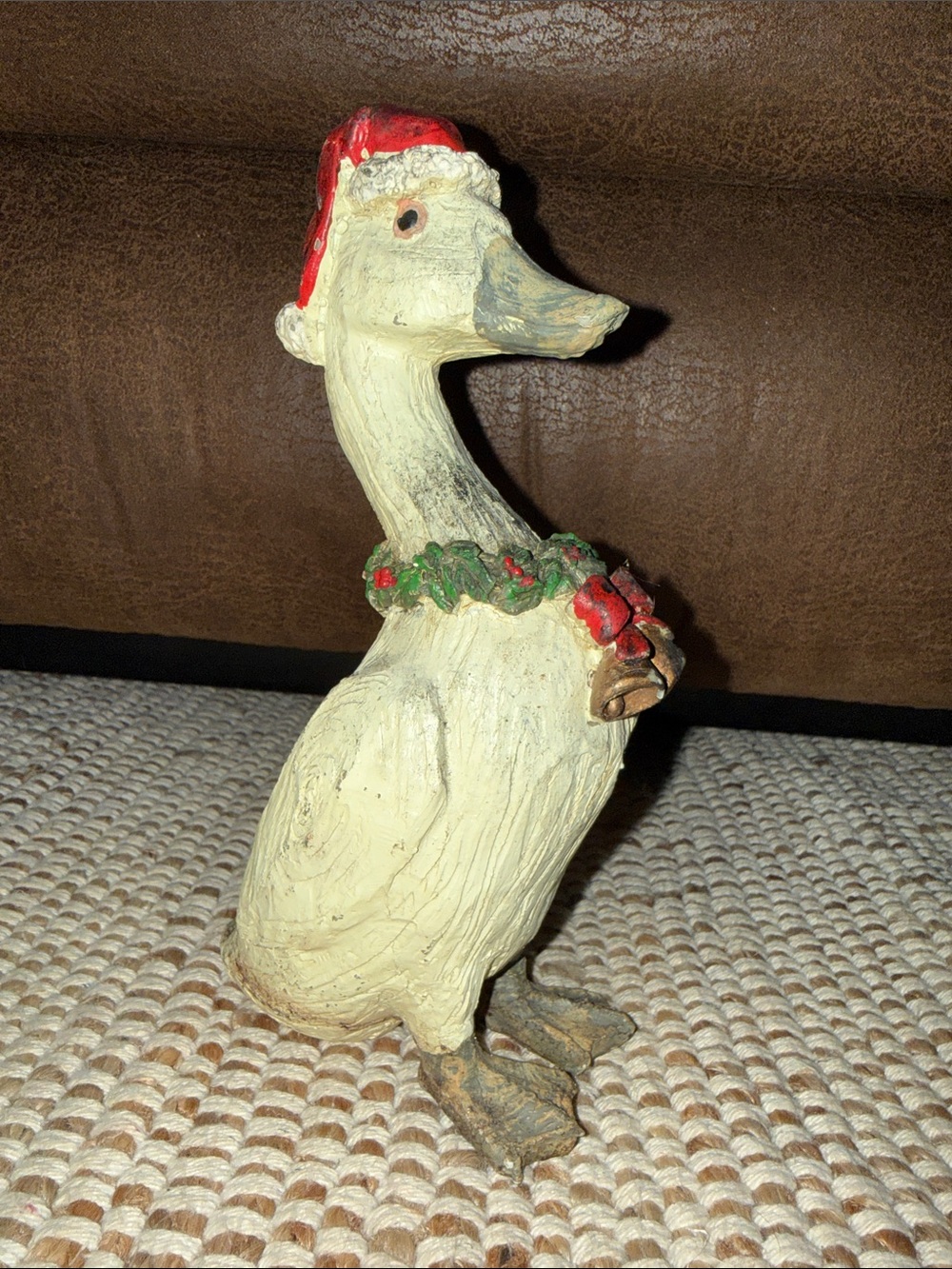 Christmas Goose Duck Vintage Rustic (Wood Look) Handmade Resin Figurine